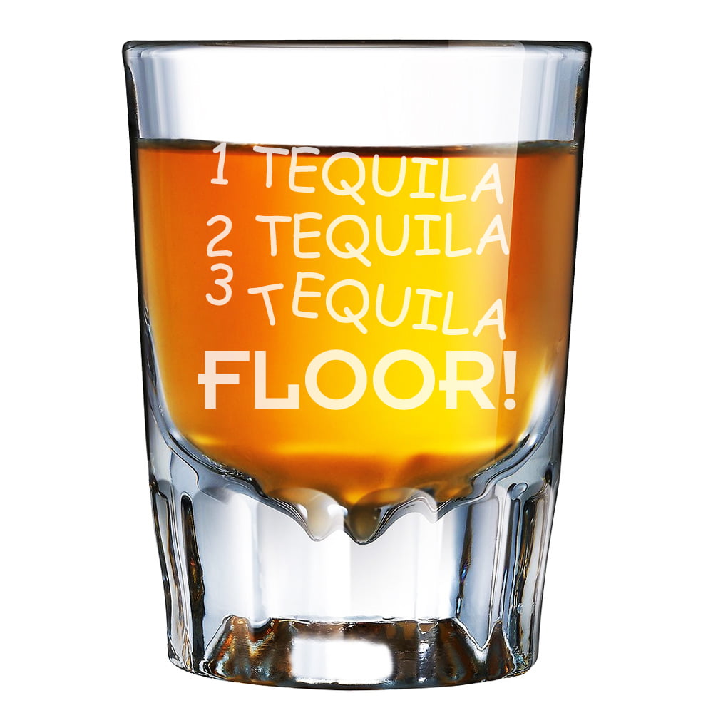 1 Tequila 2 Tequila 3 Tequila Floor Engraved Barcraft Fluted Shot Glass