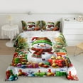 thumbnail image 2 of jejeloiu Kawaii Xmas Snowman Queen Comforter Set,Colorful Christmas Gifts Bedding Sets,Rainbow Holiday Ball Bedding Comforter Set For Girl,Breathable Home Decor Reversible,3-Piece, 2 of 8