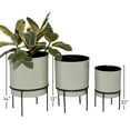 thumbnail image 4 of DecMode 10", 13", 14"H Indoor Outdoor Gray Metal Planter with Removable Black Stand (3 Count), 4 of 10