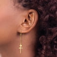 thumbnail image 3 of 14k Yellow Gold Chain Drop Dangle Cross Shepherd Hook Earrings Religious, 3 of 8
