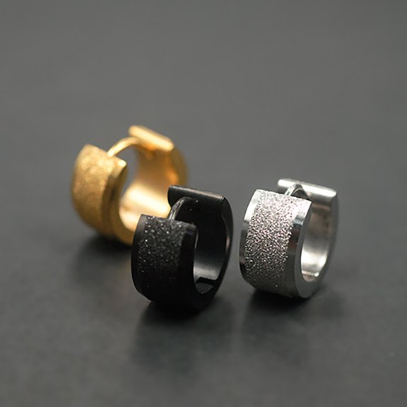 SmartBy 1 Pair Men's Women's Titanium Steel Dull Polish Hoop Huggie Earrings Ear Studs