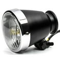 thumbnail image 1 of Krator 4.25" Mini Headlight w/ High Low Beam Lights LED Bulb Black w/ Chrome Housing Compatible with Harley Davidson Softail Cross Bones Deuce Rocker, 1 of 8