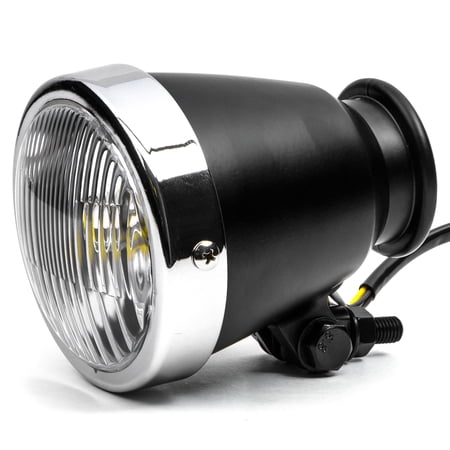 4.25 Inch Mini Headlight With High/Low Beam LED Bulb – Black Housing With Chrome Accent – Krator