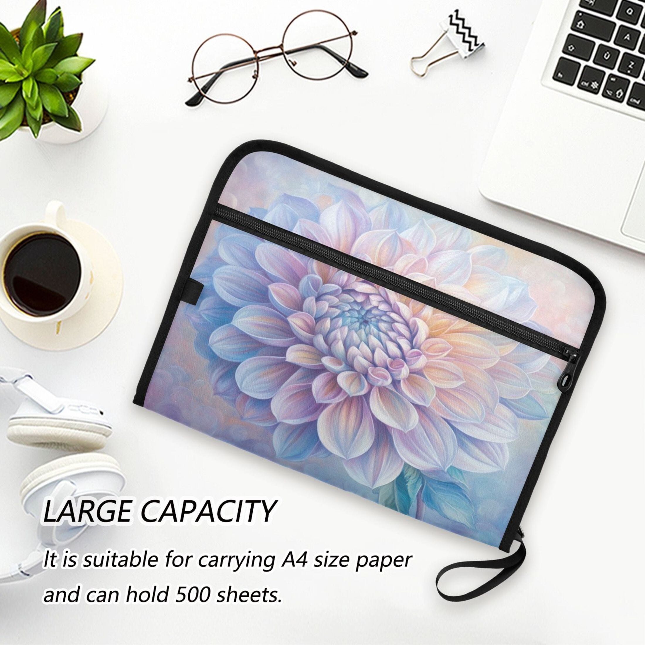 WOBOGO Pastel Colored Dahlia Expanding File Folder Letter Size Accordion Filing Organizer 13 Pocket Separate Organ Pocket