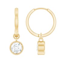 Rosec Jewels 2 Carat Diamond Earrings (6 mm Round, Ef-Vs Quality)- Hinged Hoop Drop Earrings for Mom, 14K Yellow Gold