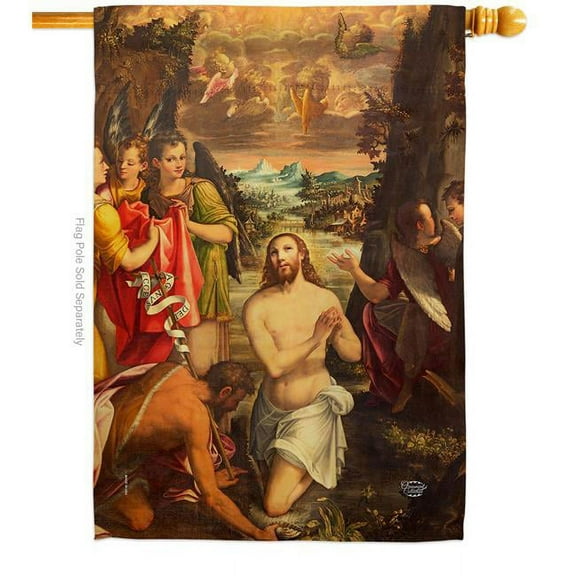 Ornament Collection H192377-BO 28 x 40 in. Baptism of Christ House Flag with Religious Faith Double-Sided Decorative Vertical Decoration Banner Garden Yard Gift