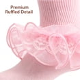 thumbnail image 4 of TELOLY 4Pairs Kids Socks,6-8 Years Old Ruffle Socks,Combed Cotton Lace Socks,Combination2, 4 of 8