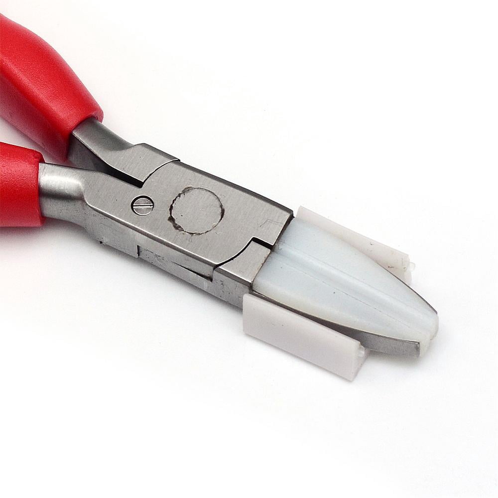 1pc Steel Jewelry Pliers Nylon Jaw Pliers Flat Nose Pliers Red 160x60x17mm