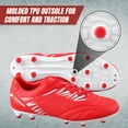 thumbnail image 3 of Vizari Valencia FG Soccer Cleats for Men and Women | Wide Fit Football Shoes with TPU Studs - RED/WHITE, 10.5, 3 of 7