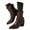 Brown, variant on Womens Riding Boots Retro Waterproof Leather Buckle Strappy Chunky Heel Pointed Toe Mid Calf Booties Zip up Fall Winter Boots