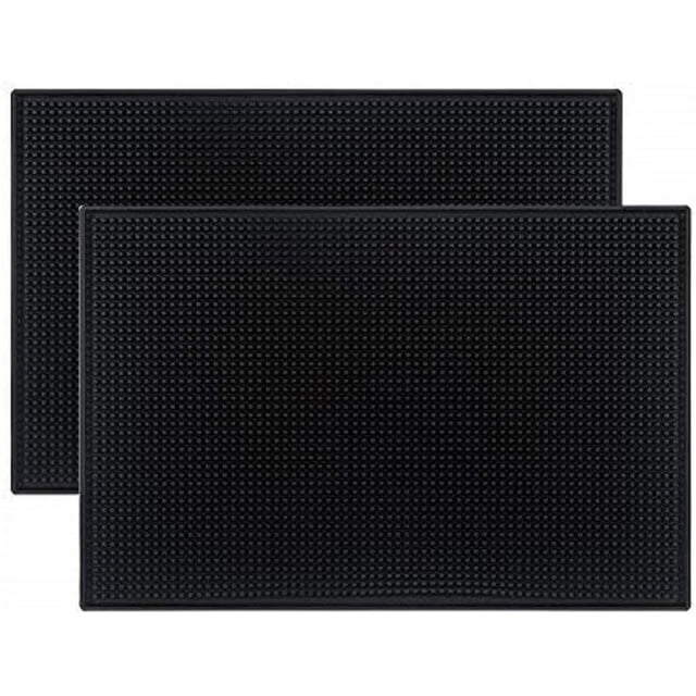 Paquete de 2 tapetes negros para bar, de goma, de 45 x 30 cm, para secar platos en encimera, antideslizantes, para cócteles, barman, café, etc., accesorios para la cocina del hogar.
