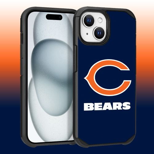 Apple iPhone 15 Plus (6.7) - NFL Licensed Chicago Bears Team Logo on Blue Textured Dual Layer Case