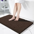 thumbnail image 1 of Alfombra de baño Yimobra, larga, antideslizante, lavable, 112 x 61 cm, color marrón, 1 of 7