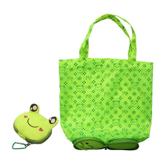 Reusable Portable Pig Panda Frog Bear Foldable Shopping Tote Storage Bags Eco Bag Cartoon Shopping Bags FROG