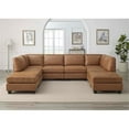 thumbnail image 2 of Pemberly Row Faux Leather 120" Modular Sectional with Ottoman in Ginger, 2 of 9
