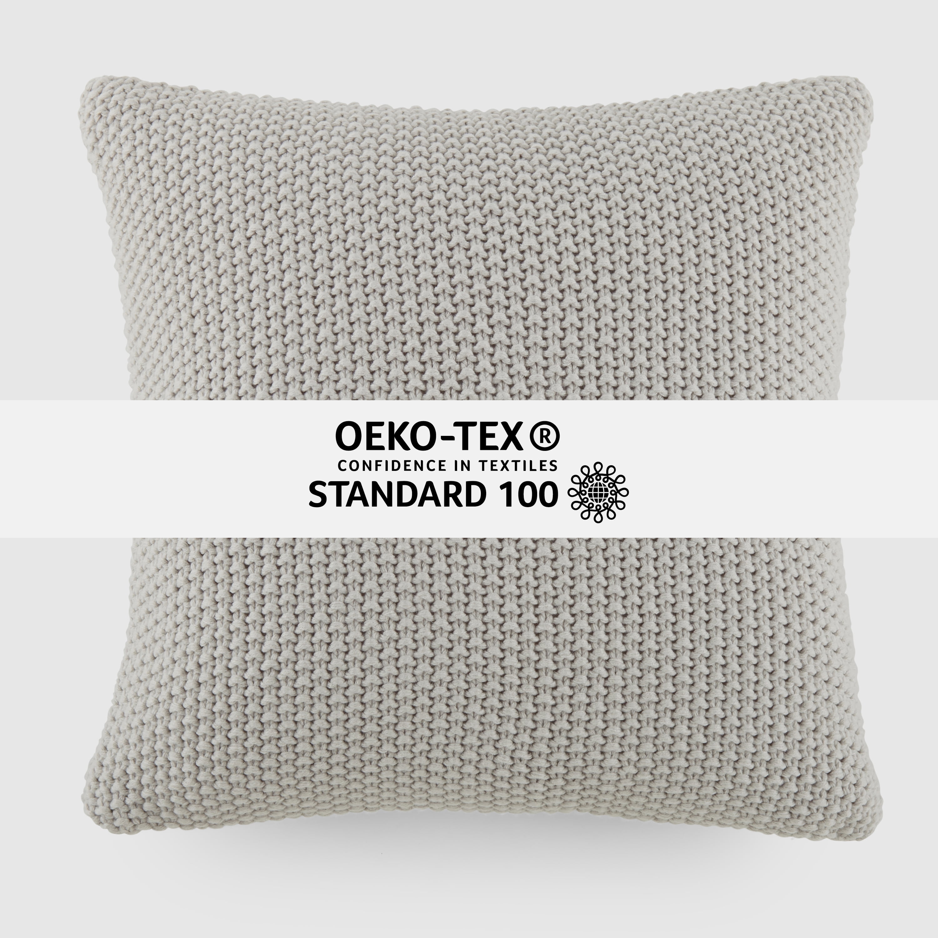Noble Linens 2-Pack Seed Stitch Knit and Cotton Patterned Decor Throw Pillows - Light Gray