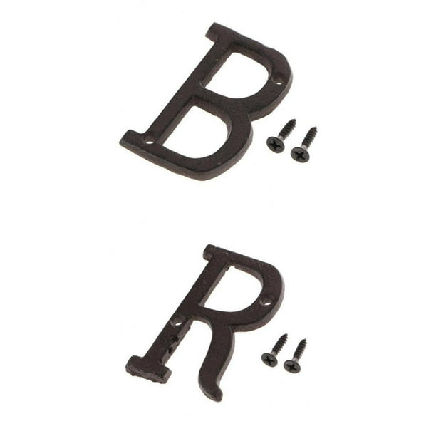 2x Letras para buzón de correo de hierro fundido para decoración de puertas de casa al aire libre, para montar en la pared