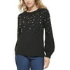 Karl Lagerfeld Paris Womens Knit Embellished Crewneck Sweater