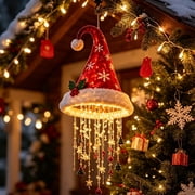 Lighted Santa Hat Christmas Ornaments, Cozy Glowing LED Hat Christmas Decorations, Multiple Festive Bright LED Hats for Porch, Entryway, Living Room