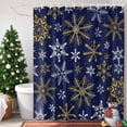 thumbnail image 4 of Winter Yellow Snowflake Shower Curtains for Bathroom, Christmas White Snowflake Navy Waterproof Fabric Shower Curtain for Bathroom Bathtub Decoration, Machine Washable, 54x"78", 4 of 9