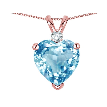 Star K� 8mm Genuine Sky Blue Topaz Heart Pendant Necklace 10k Rose Gold