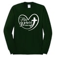 thumbnail image 2 of Wild Bobby His Grace Is Enough Heart Inspirational/Christian Men Long Sleeve Shirt, Forest Green, Small, 2 of 5
