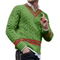 thumbnail image 1 of Ketyyh-chn99 Mens Cardigans Long Sleeve with Hooded Mens Striped Color Matching Knitted Sweaters Are Fashionable And Loose In Autumn And Winter Green,M, 1 of 5