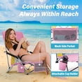 thumbnail image 4 of UMINEUX Low Beach Chairs for Adults, Folding Portable Lightweight Chair with Cup Holder, Set of 2, Pink and Yellow, 4 of 9