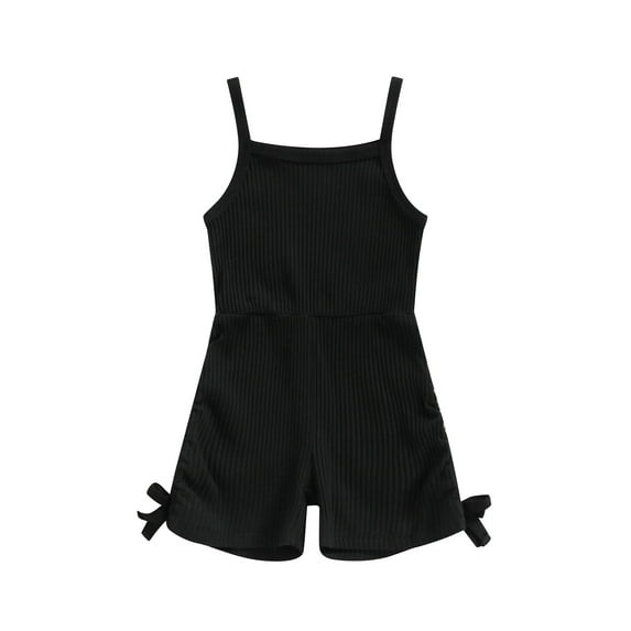Seyurigaoka Toddler Baby Girls Sling Playsuits Solid Color Spaghetti Strap Sleeveless Jumpsuits Summer Casual One-Piece Romper Pants Clothes