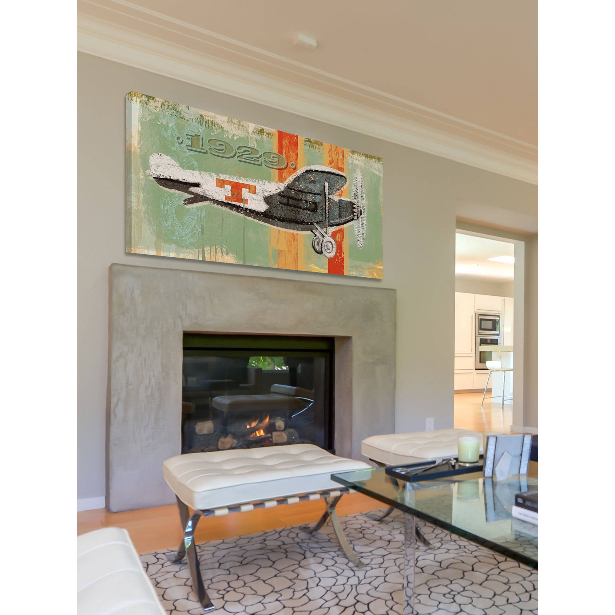 MARMONT HILL  - Vintage Plane 1929 Painting Print on Canvas - Multi-Color 24 x 12