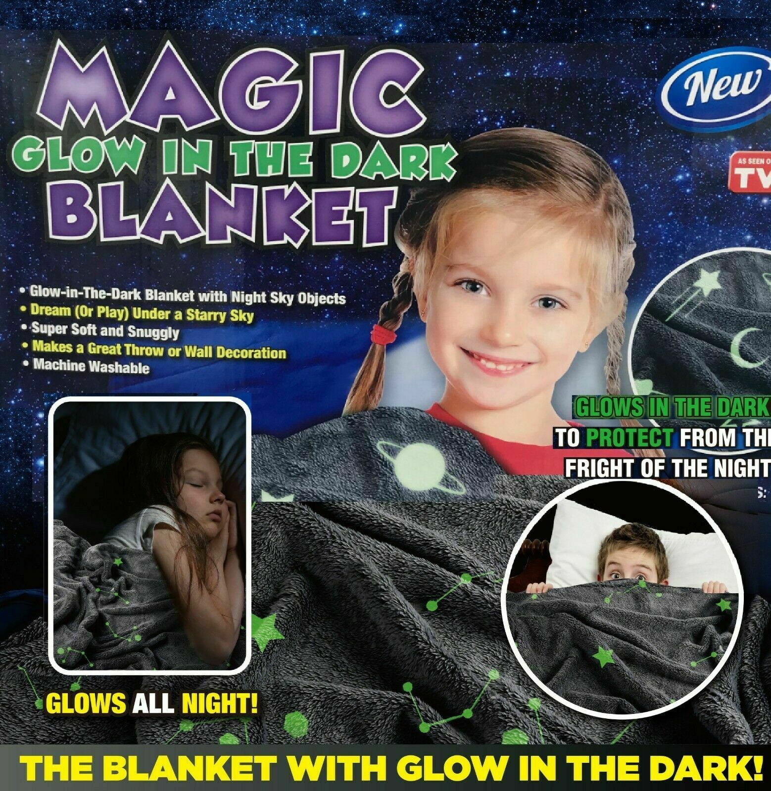 Space Glow In The Dark Throw Blanket For Kids Soft