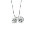 thumbnail image 2 of Delight Jewelry Silvertone Half Marathon with Pink Crystal Roman Numeral Silvertone Script Initial Disc - V - Charm Necklace, 20"+3", 2 of 4