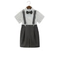 thumbnail image 6 of OSOLU Children Boys Outfits Short Sleeve Striped Shirts with Suspenders Summer Formal Wear Performance Comfortable Breathable Classic Versatile Clothing Sets, 6 of 6