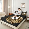 thumbnail image 4 of Castle Fairy Boys Girls Cheetah Print Full Size Sheets 4-Piece,Sport Billiards Breathable Bed Sheets,Black Brown Lightweight Sheet Sets,Ultra Soft Home Decor, 4 of 7