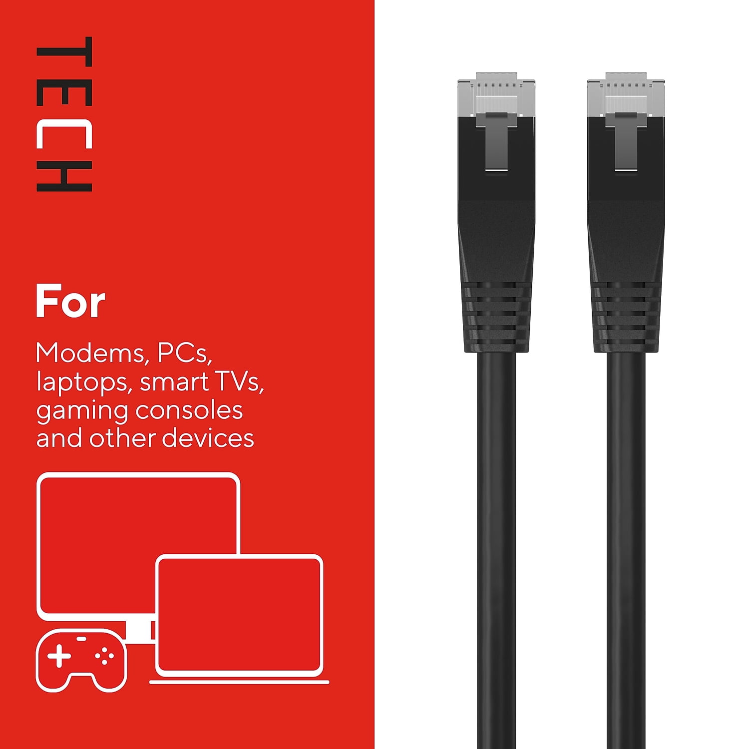 Staples TECH 50 ft. Cat-6 Ethernet Cable Male to Male Black 10/Pack (ST62459)