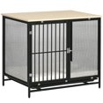 thumbnail image 1 of PawHut Meuble pour Cage de Chien avec Coussin Résistant à l'Eau Plateau Amovible, Chêne, 1 of 10