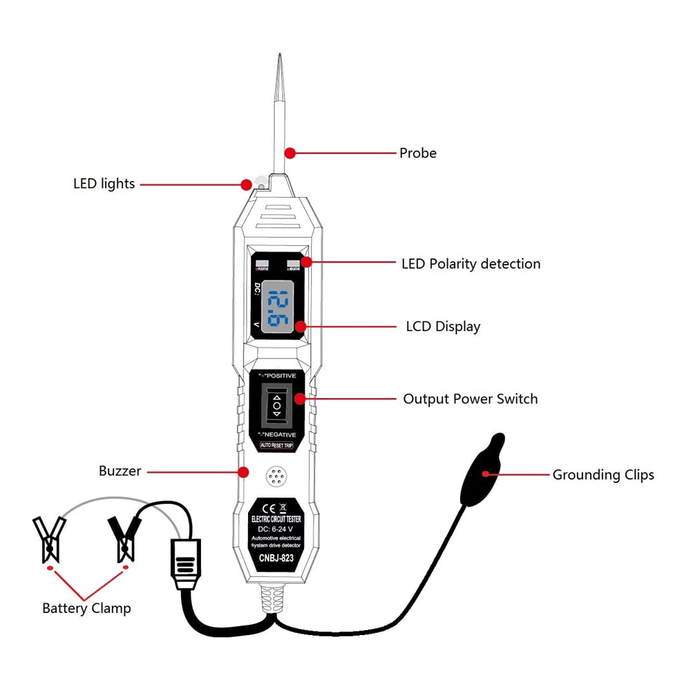 Automobile circuit tester,Car Tool Lcd Display With Lcd Circuit Probe Tool Component With 3.5v-36v Siuke Resistance Check Tool Test Resistance Check Probe Kit With Check Tool Relay