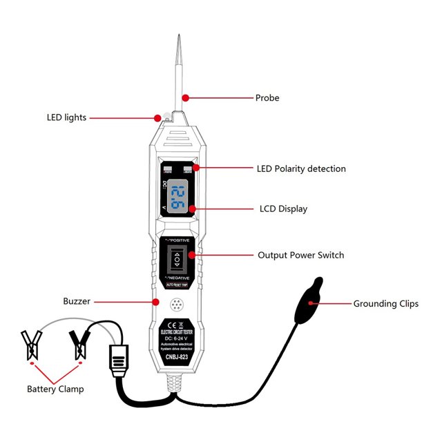 Automobile circuit tester,Lcd Display Component With Lcd Car Tool Power Circuit Probe Tester Tool Component With Led 3.5v-36v Car Circuit Tester Huiop
