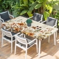 thumbnail image 2 of Vintage Floral Table Cloths for 6 Foot Rectangle Tables, Spring Flowers Eucalyptus Leaves Patio Waterproof Elastic Fitted Tablecloths, Washable Rectangular Table Cover for Camping, 2 of 8