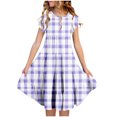 thumbnail image 1 of RXIRUCGD 2025 Vêtements d'Été pour Enfants Filles Robe Imprimée à Fleurs Manches Courtes Poches à Volants Col Rond pour Enfants, 1 of 5