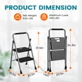 thumbnail image 5 of HBTower 2 Step Ladder, Folding Step Stool with Wide Anti-Slip Pedal, Sturdy Steel Ladder, Convenient Handgrip, Lightweight 500lbs Portable Steel Step Stool, Gray, 5 of 9