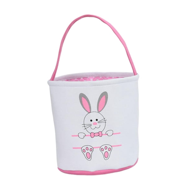 Canasta De Conejito De Pascua Sunnimix Cubo para Niño Regalo Huella Rosa
