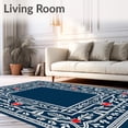 thumbnail image 2 of ODIKA 8'x10' Machine Washable Non-Slip Area Rug, Classic Yuletide Holly with Interlocking Snowy Branches High Traffic Rug with Pad, Navy, 610330, 2 of 8