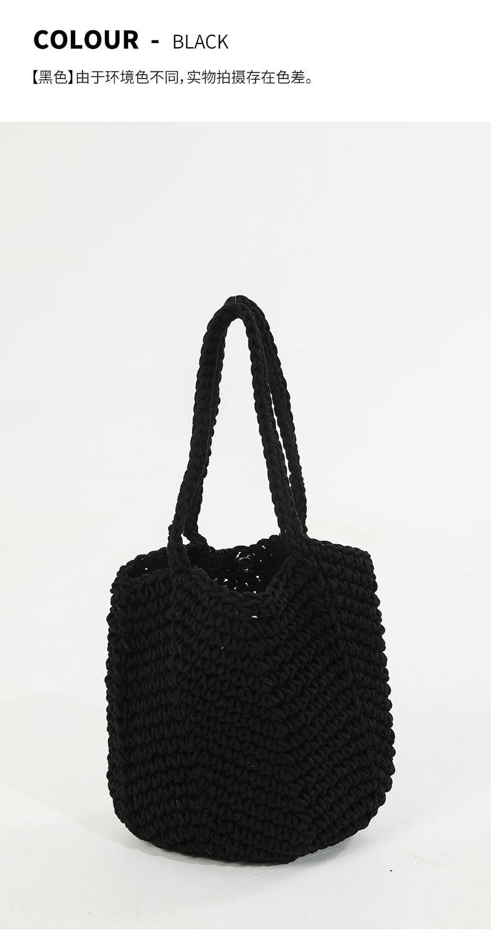 HMSHA Retro Single Shoulder Cotton Thread Woven Bag, New Crochet Woven Handbag, Beach Vacation Beach Bag