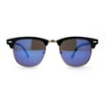 thumbnail image 1 of Mens Hipster Classic Half Horn Rim Iconic Sunglasses Black Gold Blue Mirror, 1 of 4