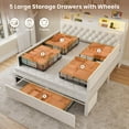 thumbnail image 2 of Queen Size Bed Frame with 5 Storage Drawers and Headboard,with LED Lights & Charging Station Velvet Upholstered Queen Platform Bed, No Noise,Beige, 2 of 8
