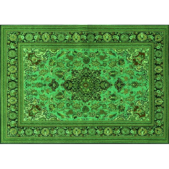 Ahgly Company Indoor Rectangle Animal Green Traditional Area Rugs, 7' x 10'