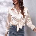 thumbnail image 1 of Blusa de manga larga de seda satinada,Camisa de manga larga para mujer Camisa de manga larga para mujer Camisa con botones para mujer Rendimiento finamente afinado, 1 of 8