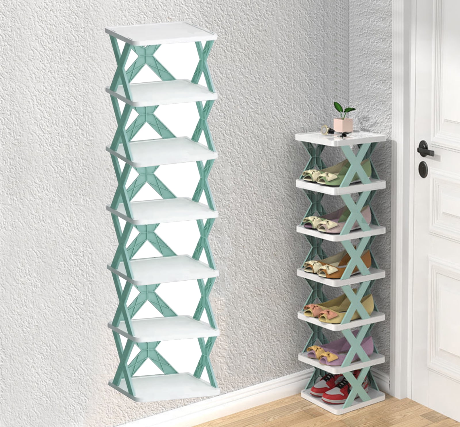 1pc 2 Tier Freestanding Shoe Rack, Compact Shoe Storage Tower For Entryway,  Corner, Small Space, Closet, Hallway, Space Saving Design, Stable Shoe  Organizer