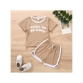 thumbnail image 2 of Genuiskids Toddler Baby Girl Boy Ribbed Summer Outfit Short Sleeve Rib Knit T-Shirts Top Casual Shorts Neutral Kids Clothes, 2 of 9